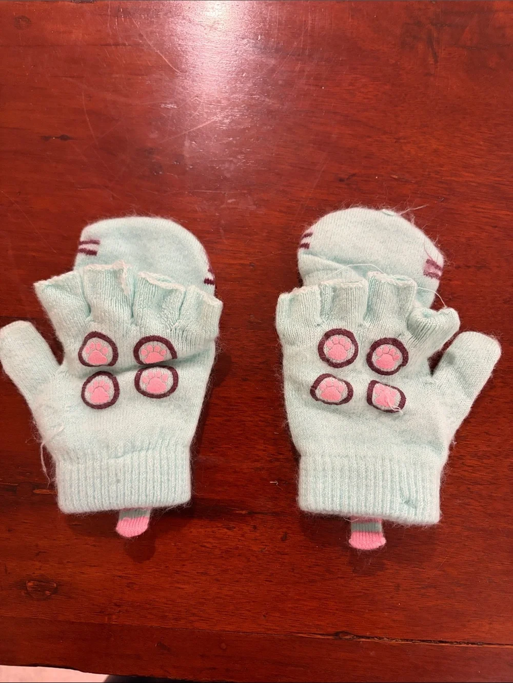 Children's Pusheen Flip-Top Mittens with Pink & Purple Accents